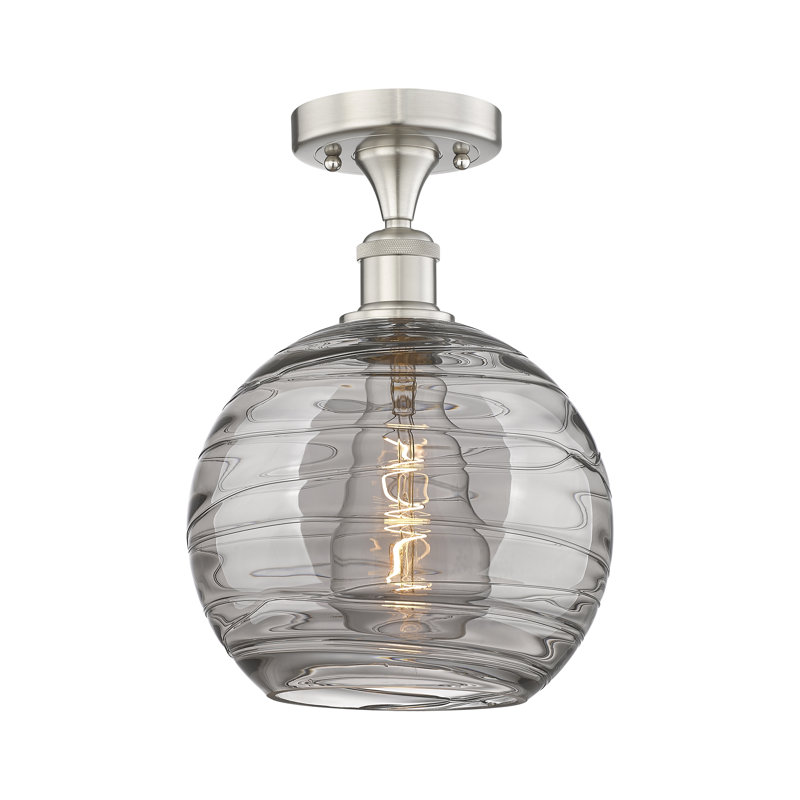 Plafonnier semi-encastré 1 lumière, Nickel, H 11,75 po x l 13,75 po x P 13,75 po