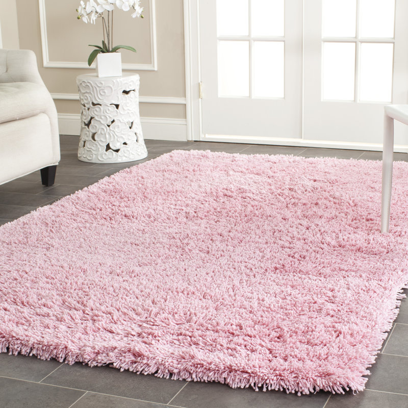 Slusser Shag Hand Tufted Performance Solid Color Rug, Rectangle 5' x 8'