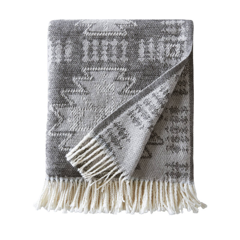 Jeté doux en mélange de coton Alberta, Gris aztèque