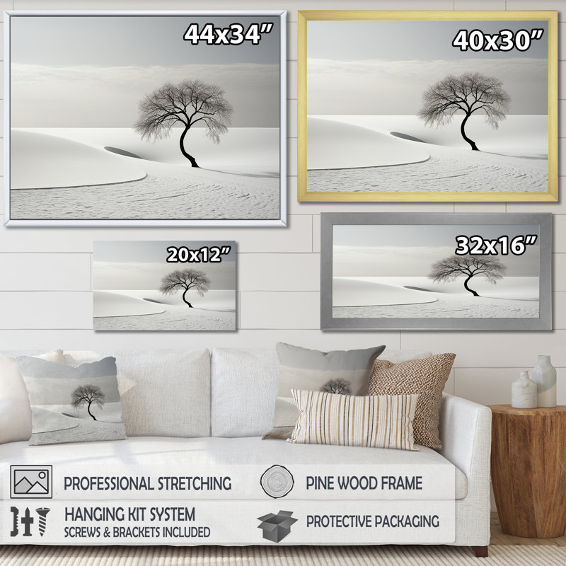 Paysage d'hiver photo I sur toile, Cadre flottant noir, 16" H x 32" W