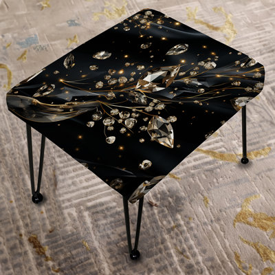 Crystal Black Glass Glamour Opulence - Glam Rectangle Ottoman