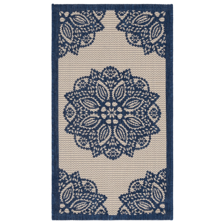 Arneshia Beige/Navy Indoor/Outdoor Area Rug