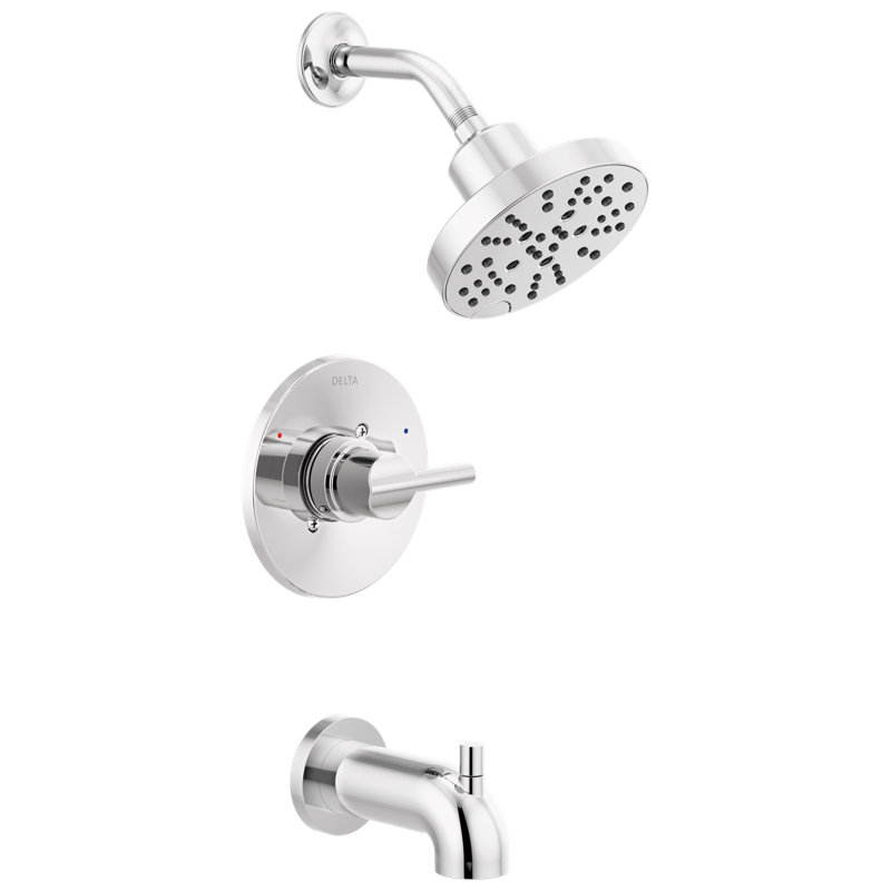 Nicoli 14 Series H2Okinetic Bathtub and Shower Faucet Set, Chrome Shower Head and Handle Set, Valve Trim Kit, Chrome (Valve Included)