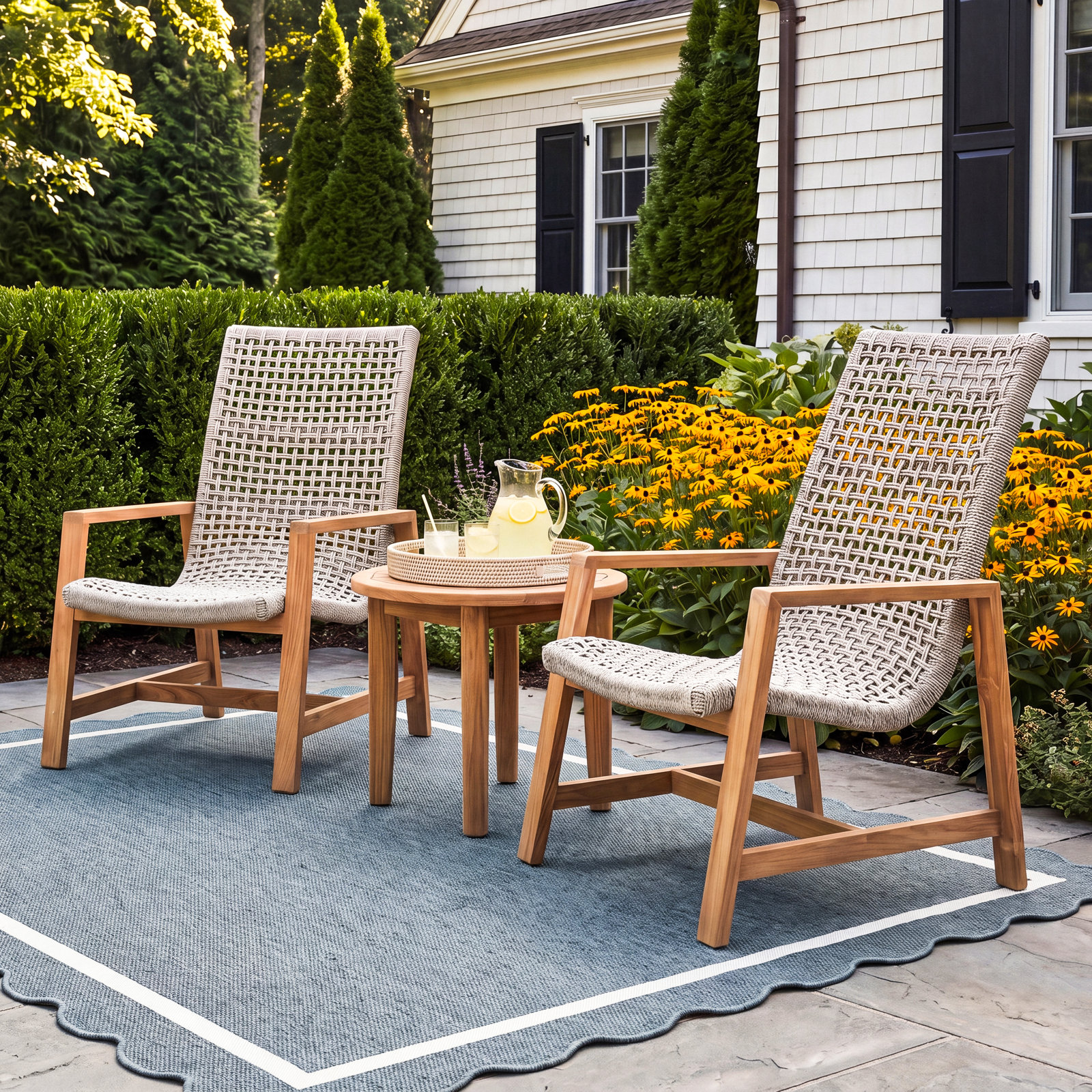 Demetri 2-Person Teak Patio Seating Group