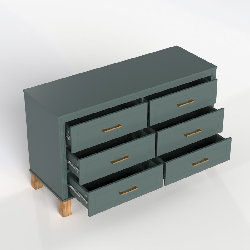 Commode double 6 tiroirs en bleu