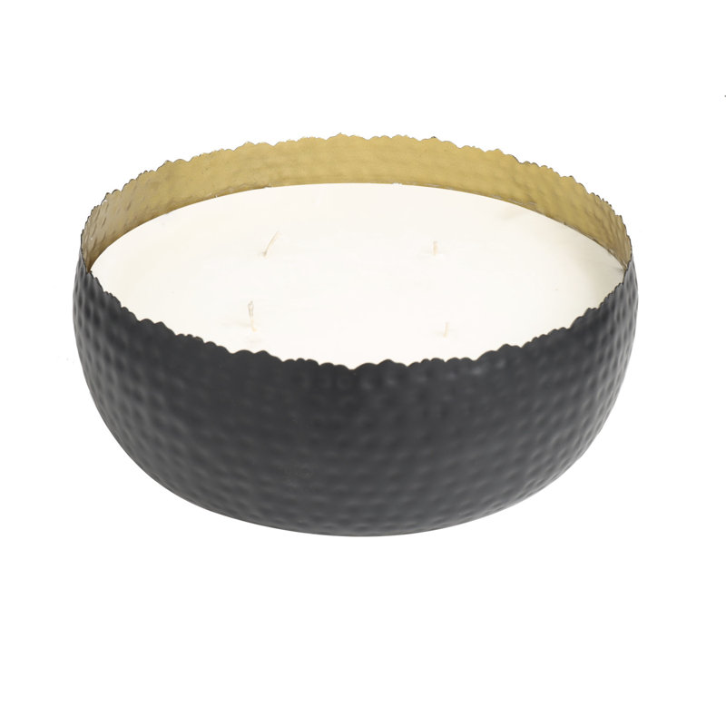 English Garden Scented Wide Hammered Scented Wax Melt with Metal Holder, Black