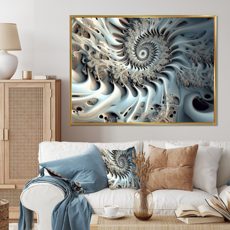 Fractal Futuristic Architecture - Fractals Wall Art Living Room, H 24 po x l 32 po x P 1 po, Cadre flottant noir