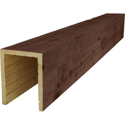 AmeriCraft Wood Resawn Beam, 3-Sided (U-Beam), 9 1/2"W x 11 1/2"H x 48"L, Red Mahagony Finish, Stain Grade Pine