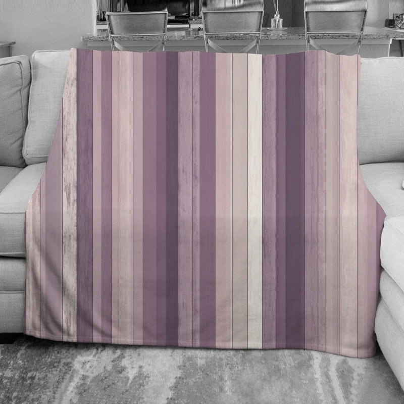 Couverture polaire à rayures verticales, L 51 po x L 60 po, Mauve / argenté