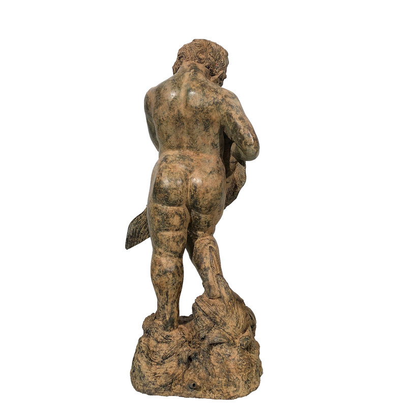Bronze Boy Holding Fish Fountain Sculpture