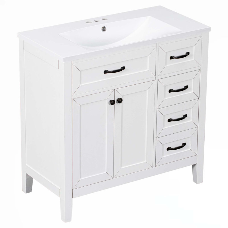 36" Bathroom Vanity With Sink Combo, White