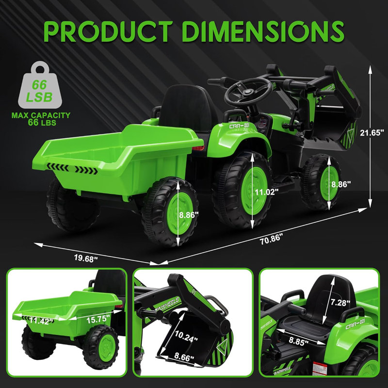 Green 12-Volt Kids Ride-On Tractor with Remote Control