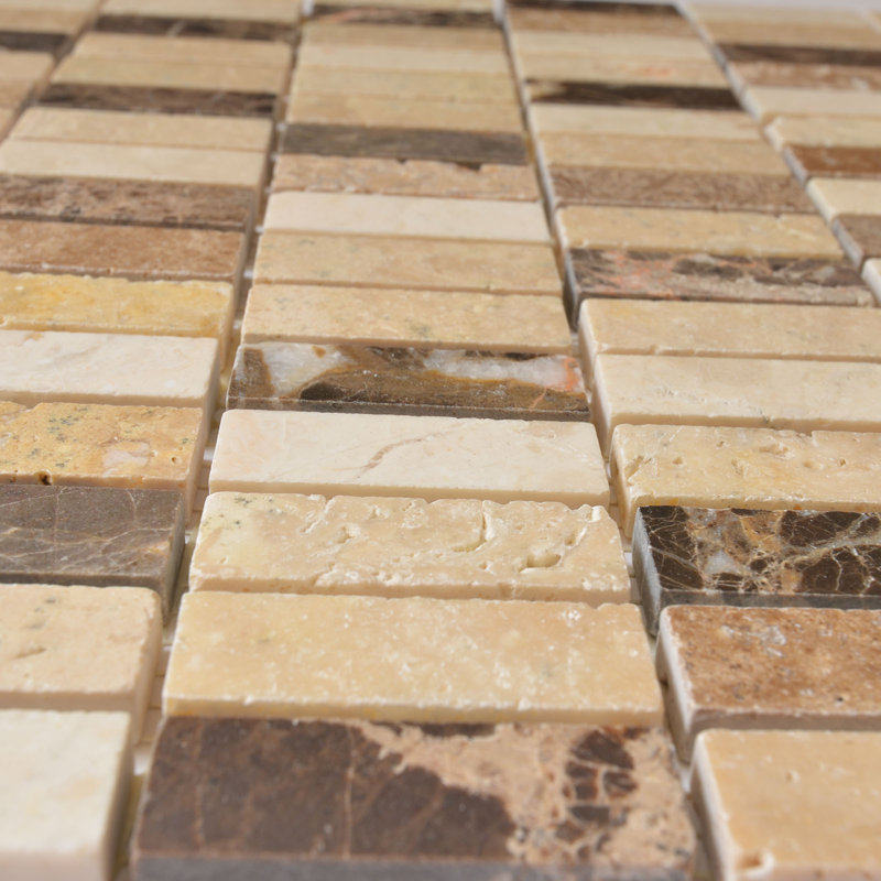 Bamboo 0.63" x 2" Marble Mosaic Wall & Floor Tile, Rice Yellow/Brown