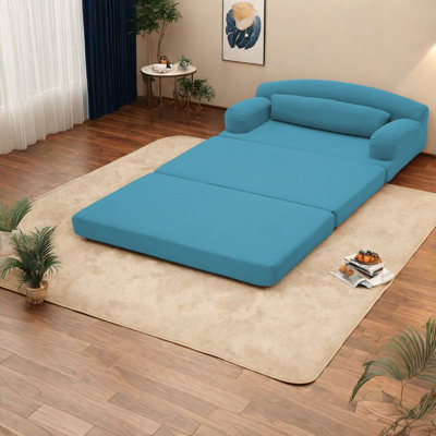 Canapé-lit pliable en velours côtelé, modèle moderne et compact, idéal pour les petits espaces.
