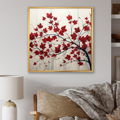 Red Leaves Scarlet Simplicity On Canvas Print