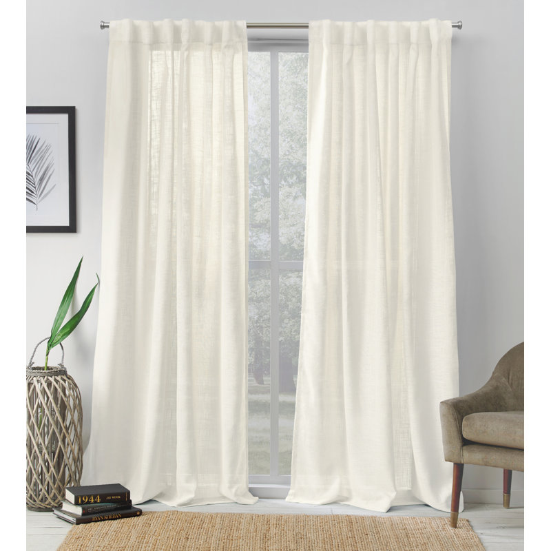 Paire de rideaux semi-transparents Leon, l 54 po x L 96 po, Ivoire