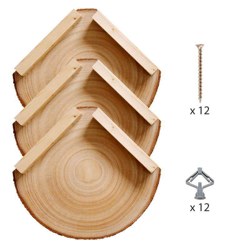 Aayran 3 Piece Solid Wood Floating Shelf