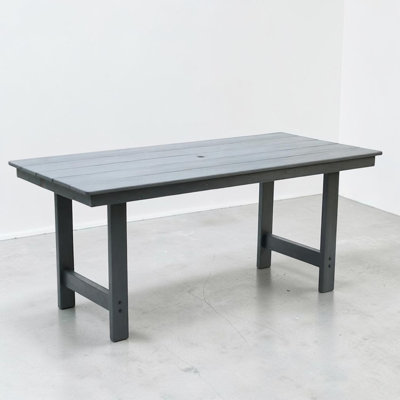 Abigail HDPE Patio Dining Family Table Outdoor Table With Hot-Embossed Wood Grain For 4-6 People