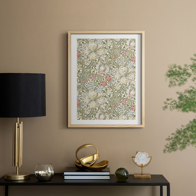Reproduction florale rétro encadrée de couleur cccv - bois massif, H 30 po x l 24 po, Naturel