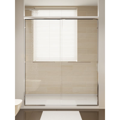 Double Sliding Shower Door with 1/4" (6mm) Explosion-Proof Clear Tempered Glass, Aluminum Frame, Chrome