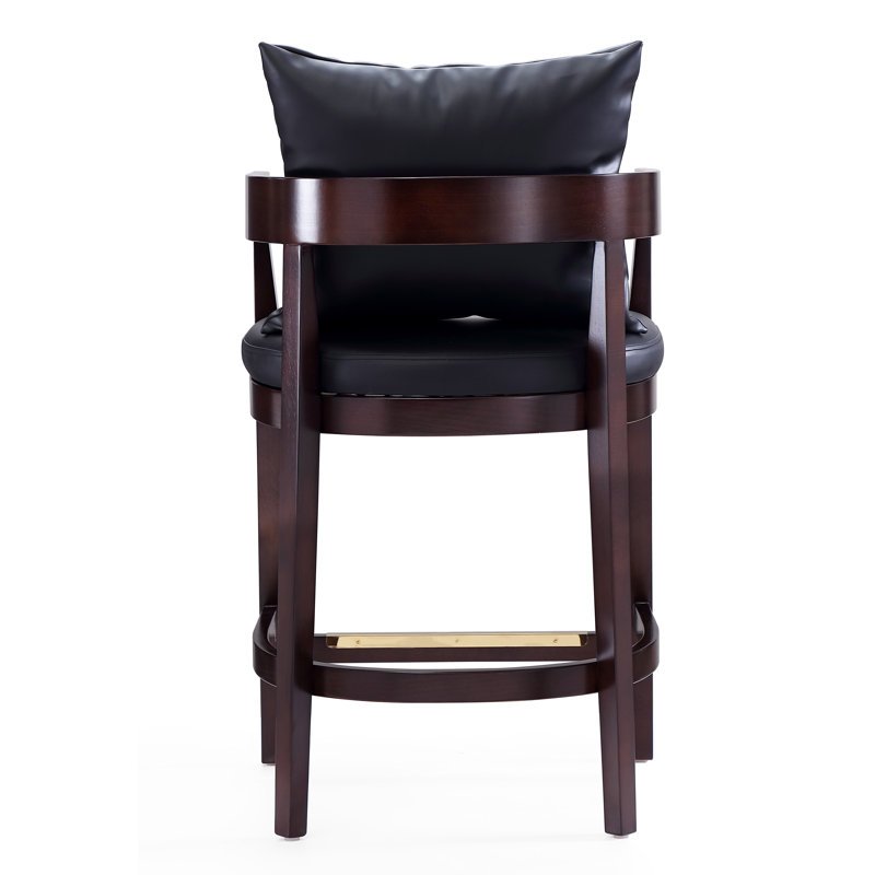 Lorello Upholstered Counter Stool with Solid Wood Frame, Black, Counter Stool (26.5" Seat Height), 1