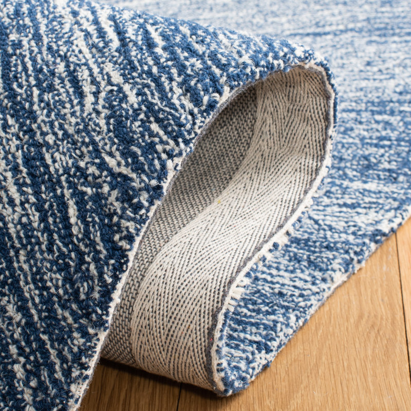 Handmade Elegance 59" Square Tufted Blue Wool Rug