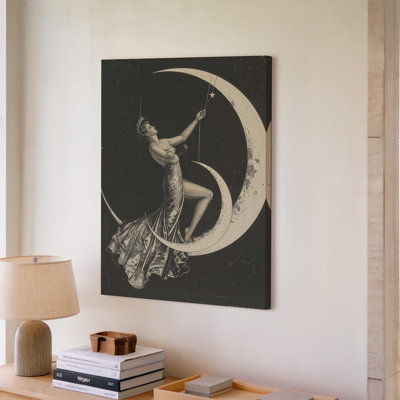 A Dark Elegant Illustration Featuring A Stylized Female Figure In A Graceful Pose Canvas Wall Art Premium Quality Ready To Hang Modern