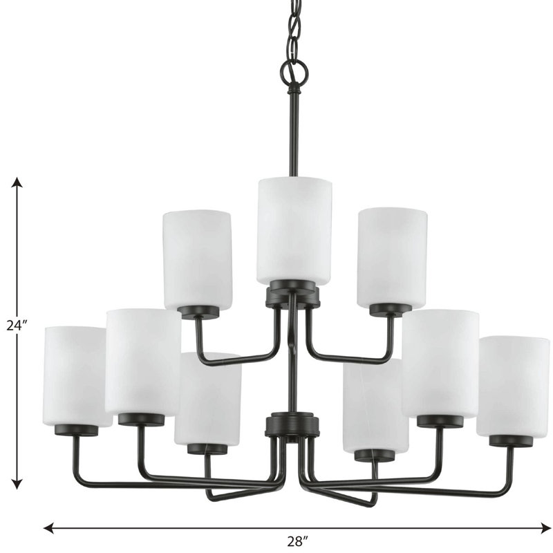 Lustre classique à 9 lumières avec abat-jour, Noir mat