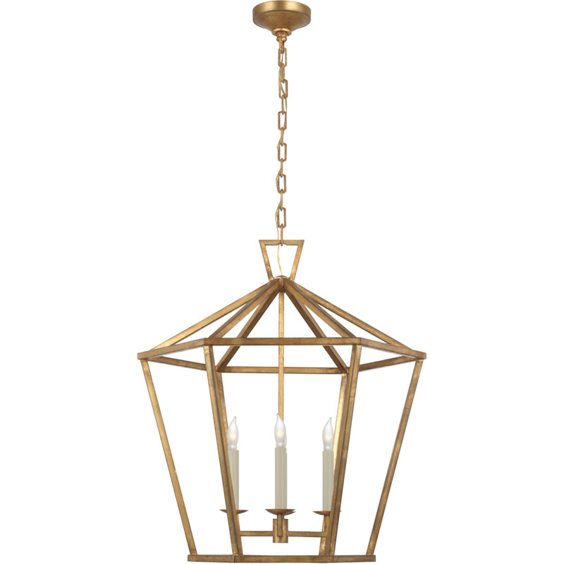 Chapman & Myers Darlana Small Hexagonal Lantern, Gilded Iron, 29" H x 26" W x 26" D