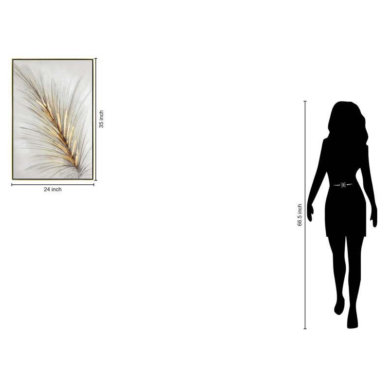 Art mural sur toile luxe luxe feuille d'or - 24 po x 35 po - cadre doré