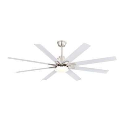 Ventilateur de plafond moderne de 66 pouces avec lumière à DEL à intensité variable, 8 pales ABS, moteur à courant continu réversible à télécommande pour le bureau à domicile