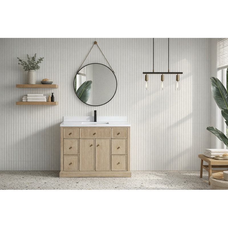 Meuble-lavabo simple 42 po avec plateau en pierre reconstituée Redondo