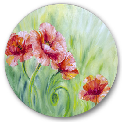 «Red Blossoming Poppies II» - art mural traditionnel