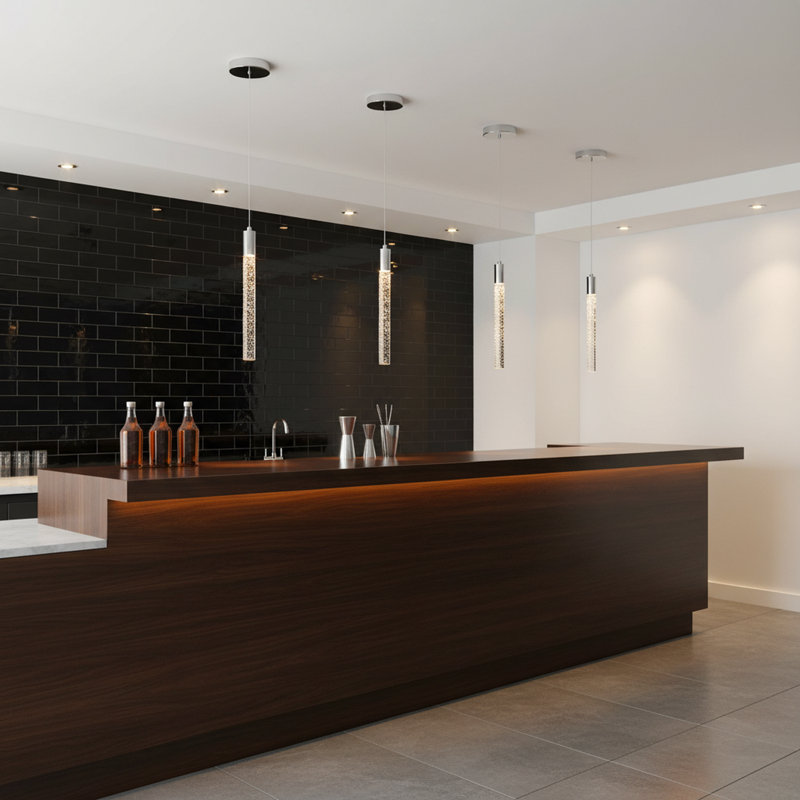 Solem 1-Light Modern Pendant Kitchen Island Crystal LED Light Cylinder Style, Silver