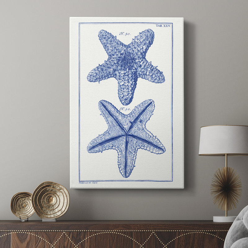 Étoiles de mer bleues IV - Cavas enveloppés de galerie, H 36 po x l 24 po