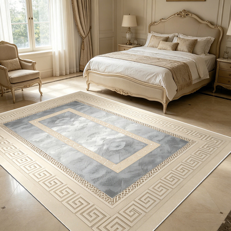1PC Greek Key Geometric Neutral Watercolor Farmhouse area rugs for Living Room, Soft and Comfortable, Suitable for all seasons, easy-to-maintain, machine washable Indoor floor mat, Under Table Farmhouse suitable for dining table, entryway, bedroom,