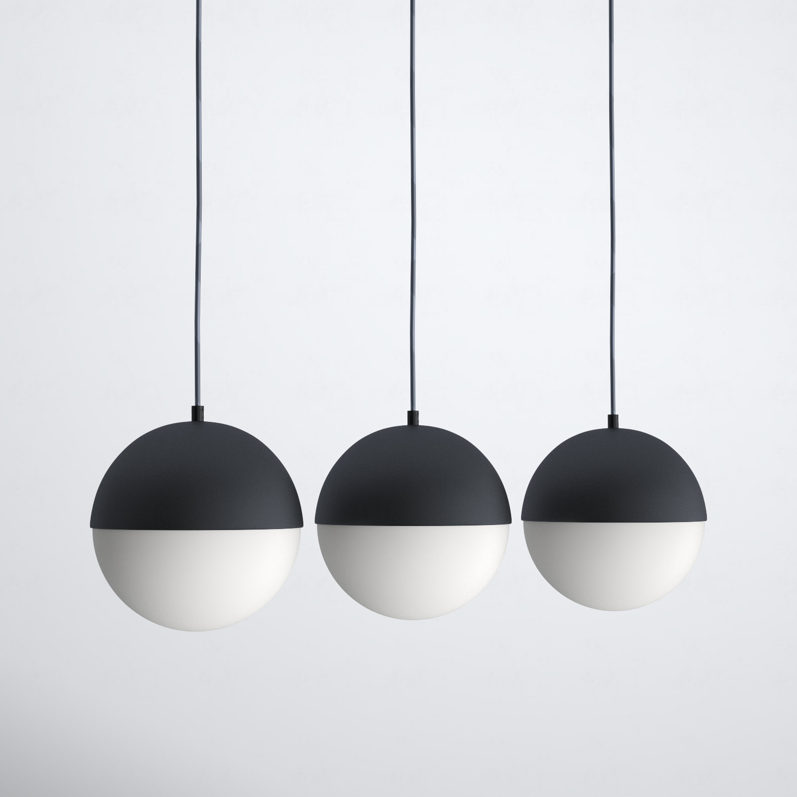 Hastings 3 Light Glass Dimmable Pendant, Black