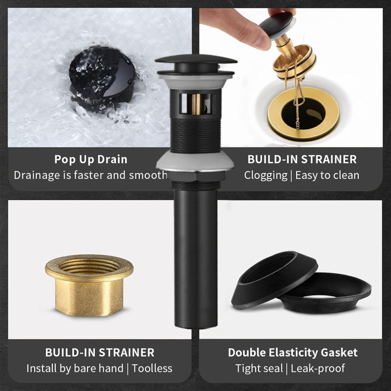 Single-Hole Single-handle Bathroom Faucet with Drain Assembly, Oil Rubbed Bronze