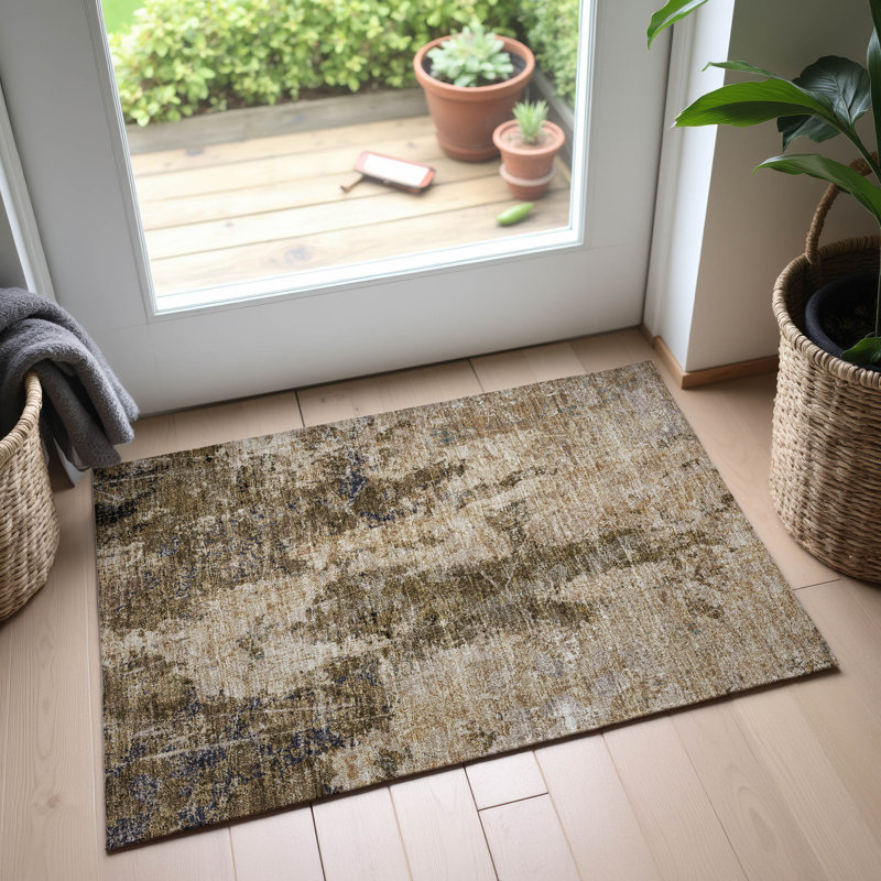 Tapis moderne lavable à la machine de qualité supérieure Kumbhar AMF1389, Rectangle 1 pi 8 po x 2 pi 6 po