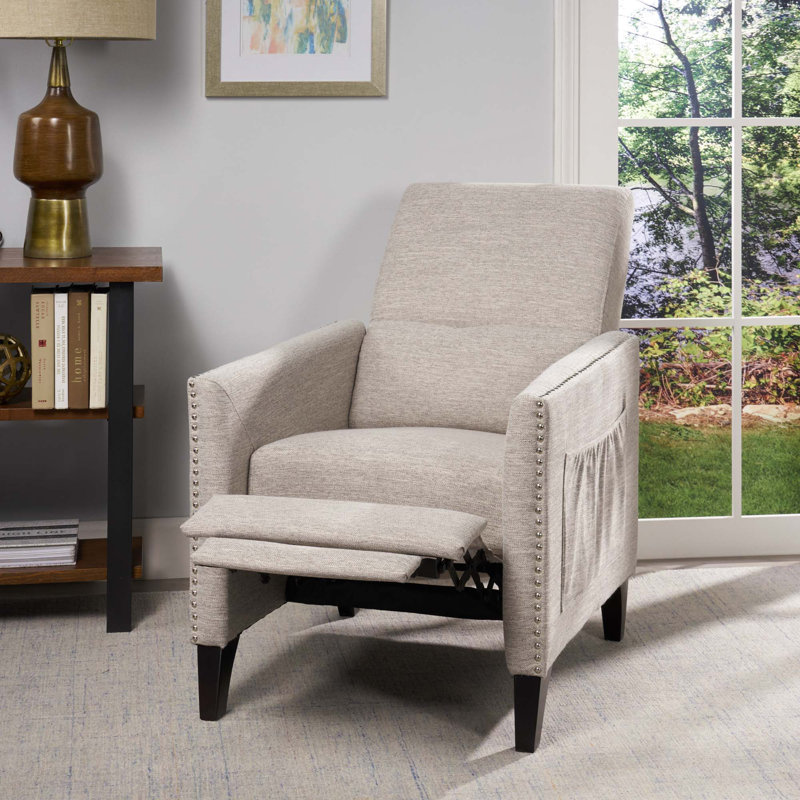 Aresha Upholstered Recliner, Light Gray
