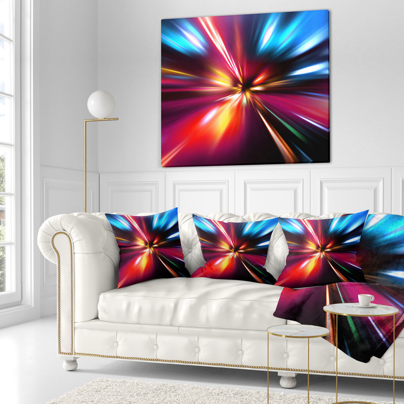 Speed Motion in Night - Coussin imprimé abstrait, 16 po x 16 po, Coussin décoratif