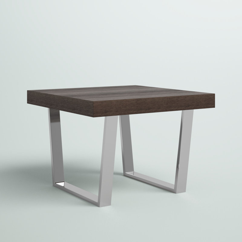 Pangea Home Sienna Sled End Table - Rectangular Side Table – Modern Accent End Table for Living Room, Office, or Bedroom - Espresso Brown Side Table