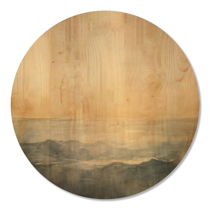 Soft Ocean Horizon II - décoration murale moderne en bois, 23" Round, Rond
