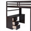 Lit mezzanine double en bois massif multifonctionnel avec bureau intégré, tiroirs et garde-robe, brun classique