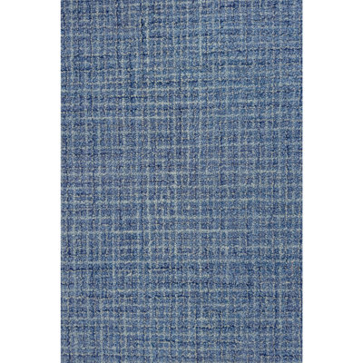 Bryn Hand-Tufted Loop Pile Wool Tweedy Plaid Textured Solid Area Rug Indigo Blue Navy Sky