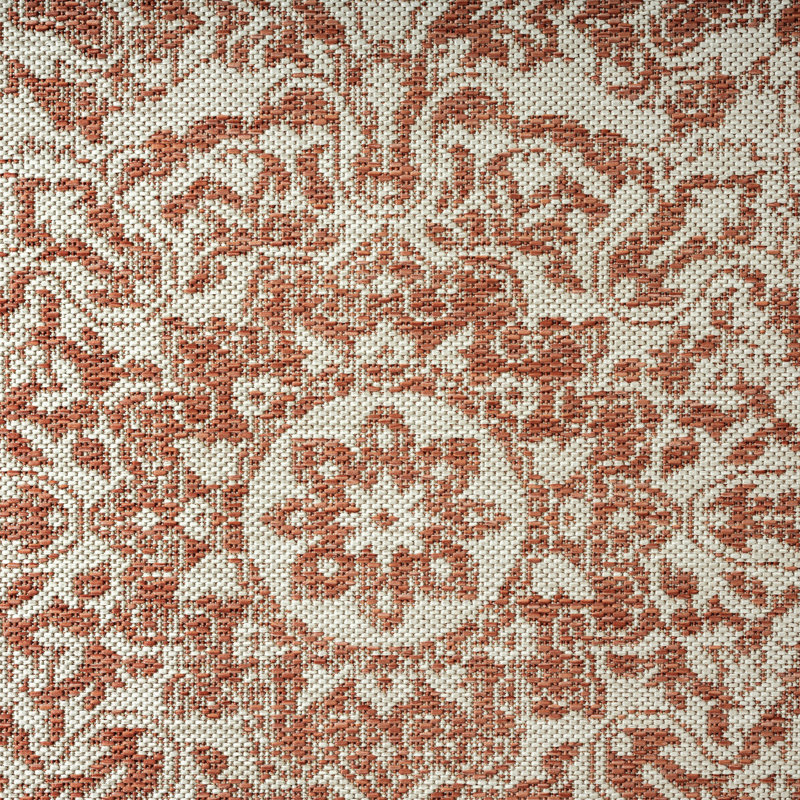 Tapis d'intérieur / extérieur oriental ivoire / or rose Nicole Miller, Rectangle 6 pi 6 po x 9 pi 2 po