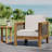  Outdoor Acacia Wood Club Chair with Wicker Accents and Cushions for Patio or Garden, Brown Beige