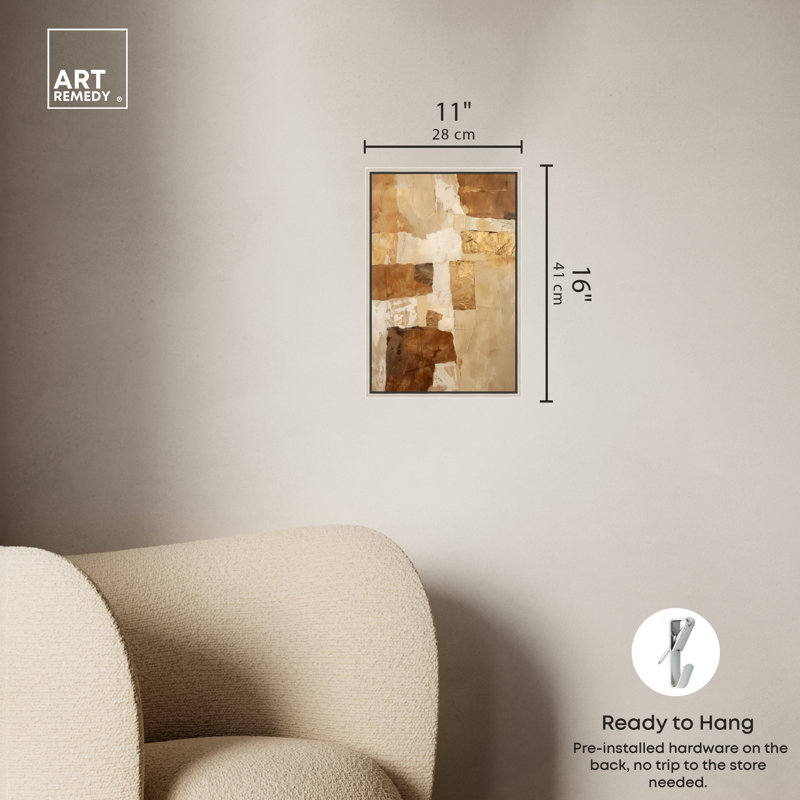 Layers of Earth Boho, art mural abstrait par Art Remedy, Encadrement argenté, H 16 po x l 11 po