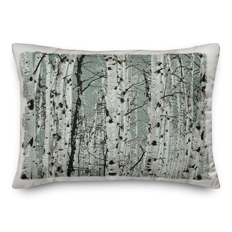  Housse et insert de coussin rectangulaire bleu sarcelle Winter Birches