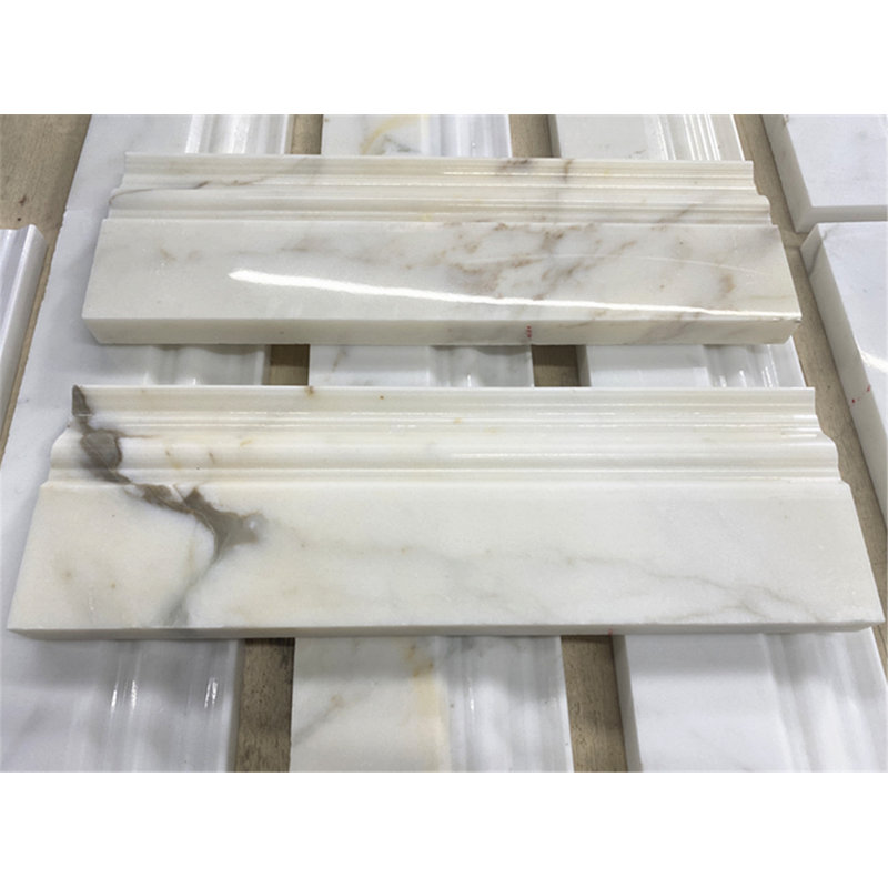 Calacatta 12" x 4" Marble Mosaic Tile, White/Gray